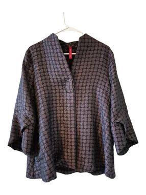 IC BY CONNIE K TEXTURE OP-ART SWING 3/4 SLEEVES LUX JACKET  SIZE L